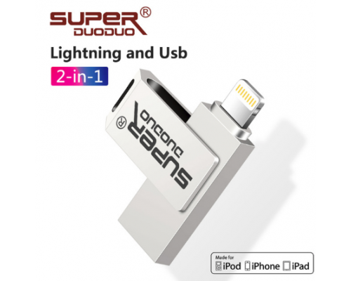 PENDRIVE USB LIGHTINING 32GB 2IN1 IPHONE 6/6S/7/8/X OTG