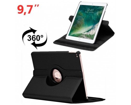 Funda iPad Air / Air 2 / Pro 9.7 / iPad 2017 / iPad 2018 9.7 pulg Giratoria Polipiel Negro-CS7 Funda iPad Air / Air 2 / Pro 9.7 / iPad 2017 / iPad 2018 9.7 pulg Giratoria Polipiel Negro