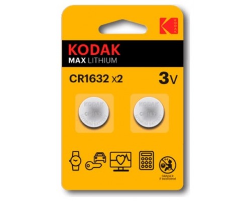 PILAS CR1632 KODAK BOTON LITIO 3V PACK 2 UNIDADES-SX2 PILAS CR1632 KODAK BOTON LITIO 3V PACK 2 UNIDADES